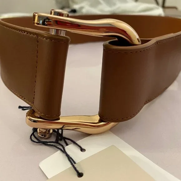 GABRIELA HEARST Saddle Buckle Belt, Cognac - Picture 2 of 5